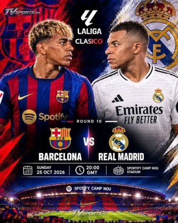 Jonli efir Barselona - Real Madrid 25.10.2026